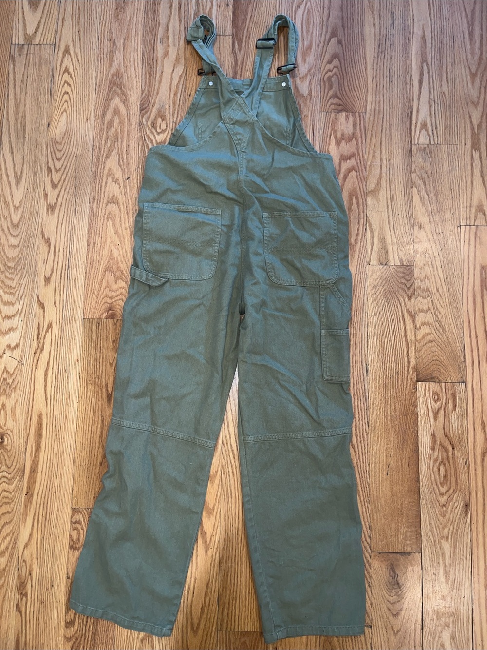 Quince Organic Stretch Cotton Twill Relaxed Overalls in Olive - Picture 5 of 16